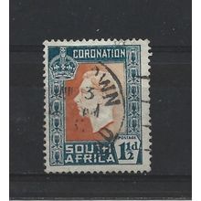 SouthAfrica.SG73 1 1/2d Orange and Greenish Blue.English Inscription.F/U.Aug25c