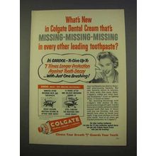 1955 Colgate Dental Cream with Gardol Toothpaste Ad