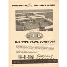 E-I-M COMPANY 1954 gas pipeline G2 type valve controls vintage ad