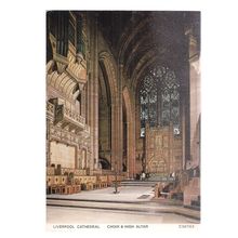CHOIR & HIGH ALTAR, THE CATHEDRAL, LIVERPOOL. unused postcard by Judges =