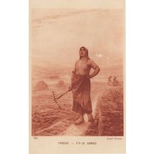 Faneuse Fin De Journee Antique French Painting Postcard