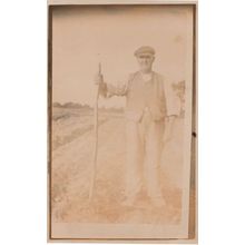 Proud Farmer at Farm Roadside Real Photo Antique Postcard