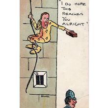 Prisoner Escaping From Cell Policeman Comic Antique Postcard