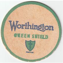 BEER MAT - WORTHINGTON BREWERY - GREEN SHIELD - (Cat No 028) - (1957)