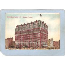 New York Buffalo Hotel Iroquois Street Scene Intersection w/Trolley Car Ol~2626