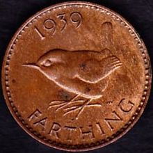 1939 Great Britain 1 Farthing Coin