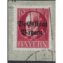 GER (BAVARIA) 1919 10pf 'KING LUDWIG (VOLKSTAAT) (PERFED FINE USED(EBID64-453)