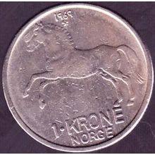 1969 Norway 1 Krone Coin