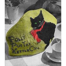 Vintage Knitting Pattern Old Trixy Tea Cosy 4ply Wool Witchy Black Cat/Parrot