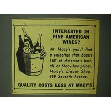 1943 Macy's Department Store Ad - Fine American Wines
