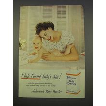 1955 Johnson's Baby Powder Ad - Chafe-Guard Baby's Skin