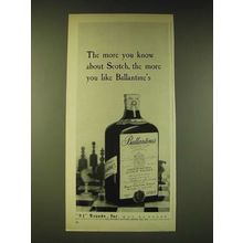 1960 Ballantine's Scotch Ad - The more you know about Scotch, the more you like