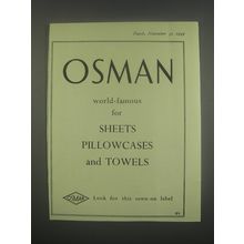 1949 Osman Sheets, Pillowcases and towels Ad - Osman world-famous