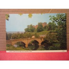 THE CASTLE AND BRIDGE, RIVER TEME, LUDLOW, SHROPSHIRE. unused postcard Dennis =