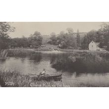 Man Fishing Boat Cleeve Mill On The Avon Worcester Old Postcard