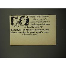 1952 Ballantyne of Peebles Ad - There's this Scotsman, dear