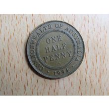 Australia 1934 1/2d Half Penny Coin