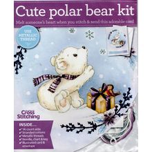Christmas Cross Stitch Cover Kit- CUTE POLAR BEAR Card Kit