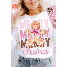 Beige Merry Christmas Gingerbread Man Graphic Sweatshirt