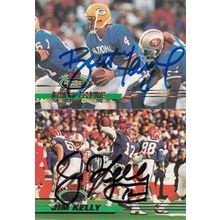 BRETT FAVRE & JIM KELLY AUTO 1993 PACKERS & BILLS HOF SB CHAMPION QUARTERBACKS