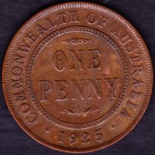 1925 Australia 1 Penny Coin