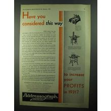 1931 Addressograph Company Ad - Considered This Way