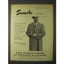 1958 Sumrie Overcoat Ad - SumrieÉ of course