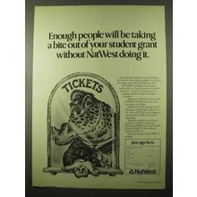 1979 NatWest Bank Ad - Taking Bite Out of Student Grant
