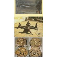 Tewkesbury Abbey Touching Souls Green Men 3x Statue Postcard s