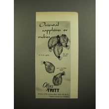 1954 Olga Tritt Jewelry Ad - Oriental sapphires or rubies