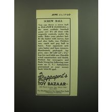 1960 Rappaport's Toy Bazaar Mag-Powr Baseball Advertisement - Screw Ball