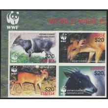 Liberia WWF Duikers Block of 4 WWF Logo Imperf 2005 MNH MI#5100-5103 Sc#2370 a-d