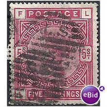 1883 SG181 5/- Crimson Good Used Check Letters "LF".