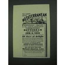 1931 Holland-America Line Ad - Luxury Mediterranean