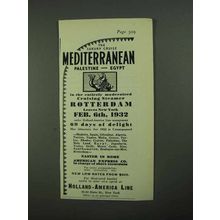 1931 Holland-America Line Ad - Mediterranean Palestine