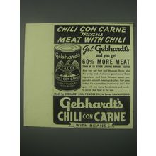 1941 Gebhardt's Chili Con Carne Ad - Chili Con Carne means meat with Chili