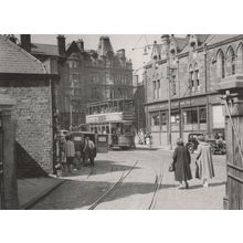 Glasgow Corporation Bus at Clydesdale Bank in 1950s Postcard
