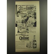 1954 Canada Dry Quinac Quinine Water Ad - Smart America cools off with gin
