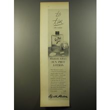 1954 Elizabeth Arden Sun Pruf Lotion Advertisement - to Tan with comfort