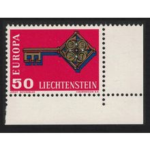 Liechtenstein Key with CEPT in handle Europa Corner 1968 MNH SG#490