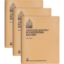 Dome 612BD Bookkeeping Record Books,Monthly,Undated,9-Inch X11-Inch,3/Bd,Beige