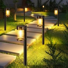 Solar Pathway Lights Outdoor, 10 Pack Metal & Glass Solar Lights Outdoor Waterpr