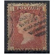 1858 SG43 1d Red Plate 103 Good/Fine Used Check Letters "LI".