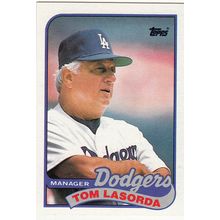 1989 Topps baseball card 254 Tom LaSorta and Dodgers checklist -HOF