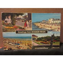 multiview, BOGNOR REGIS, SUSSEX used postcard by Constance 1974 postmark =