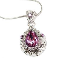 Silver Amethyst Purple Lilac Crystal CZ Pendant WGP Necklace Gift Idea