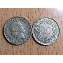 Switzerland 1950 20 Rappen Coin
