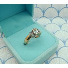 Natural Pink Spinel and Topaz Gold Plated 925 Sterling Silver Ring with Box