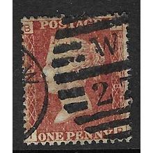 GB 1858 QUEEN VICTORIA 1d RED PLATE 198 USED SG43 / 44 " IB "