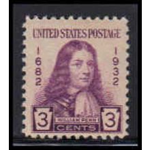 724 3c William Penn Just Clears MNH O3468